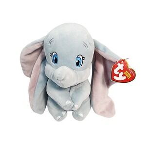Ty Beanie Babies Dumbo Plush Toy Gray Blue Eyes Stuffed Animal Disney